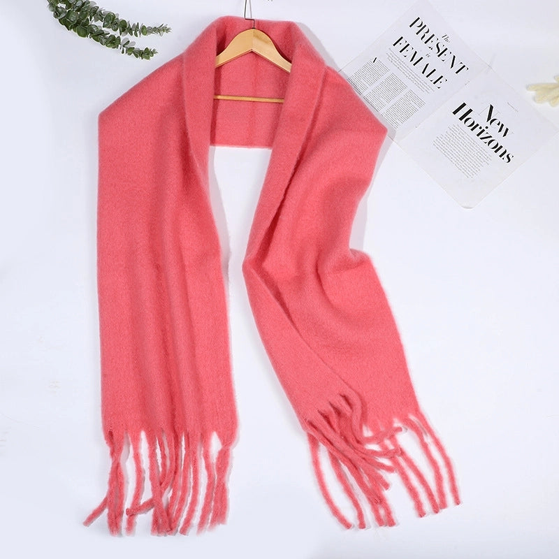 Women's Minimalist Solid Color Polyester Tassel Scarf