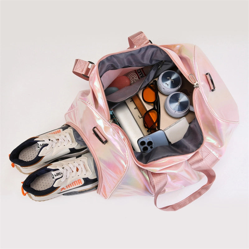 Swimming Fitness Bag Gradient Color Travel Bag Women's Short-distance Waterproof Folding Luggage Bag Portable Shoulder Yoga Bag