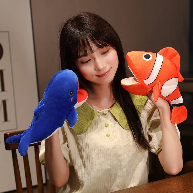 Stuffed Plush Animals Toys Hand Finger Story Puppet Kawaii Dolls Educational Toys Octopus Penguin Clown Fish Birthday Gift