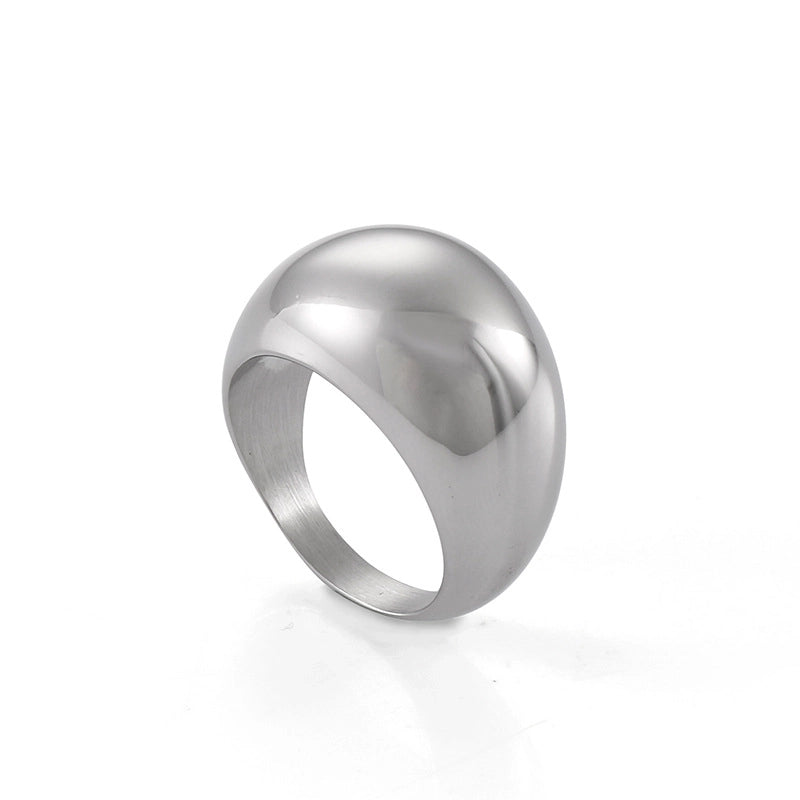 Fashion Solid Color Arc Large Smooth Stainless Steel  Geometric Ring