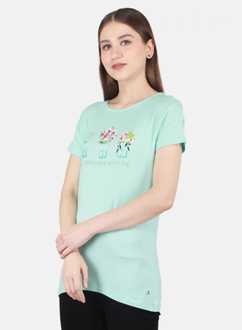 Women Aqua Blue Printed Top