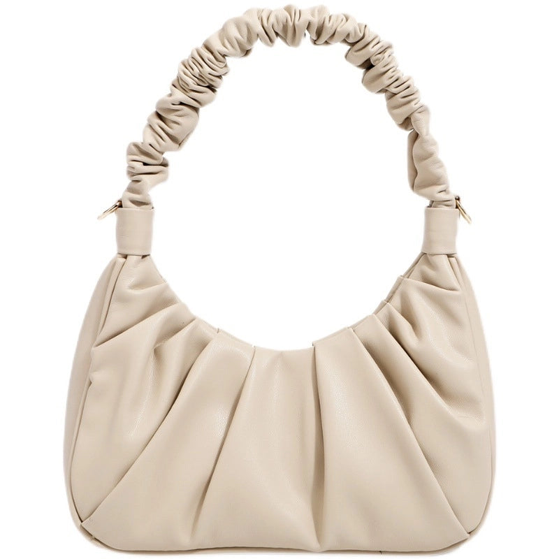 Texture Soft Leather Folds Cross-body Handbag