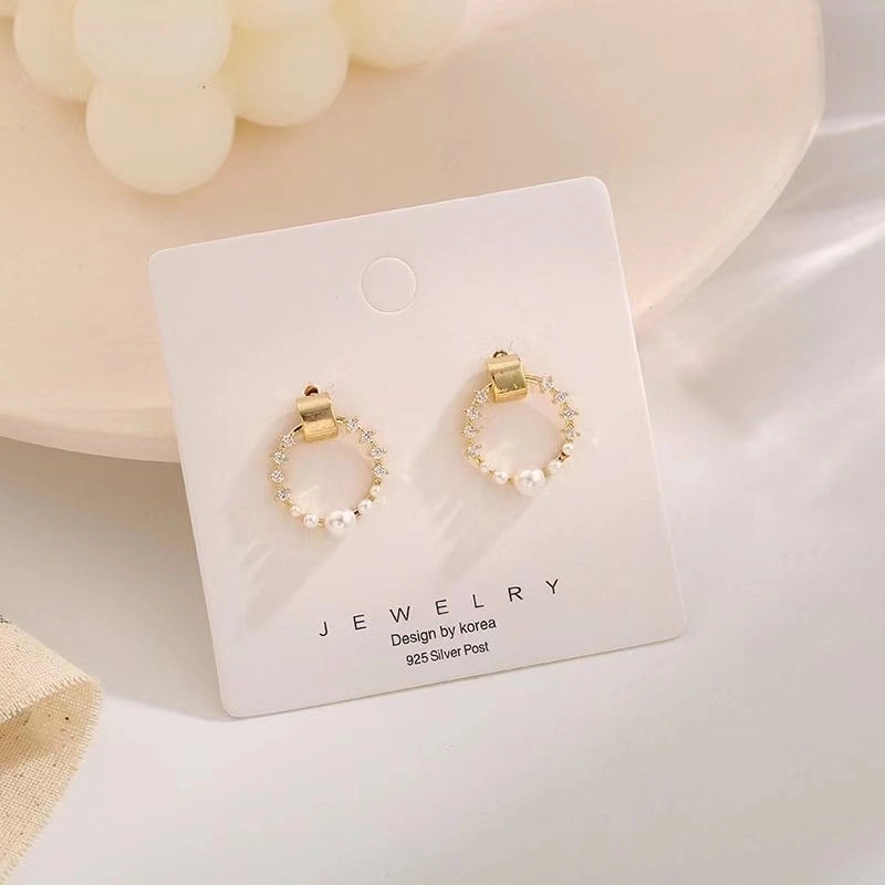 1 Pair Fashion Flower Butterfly Bow Knot Inlay Alloy Artificial Pearls Rhinestones Shell Earrings