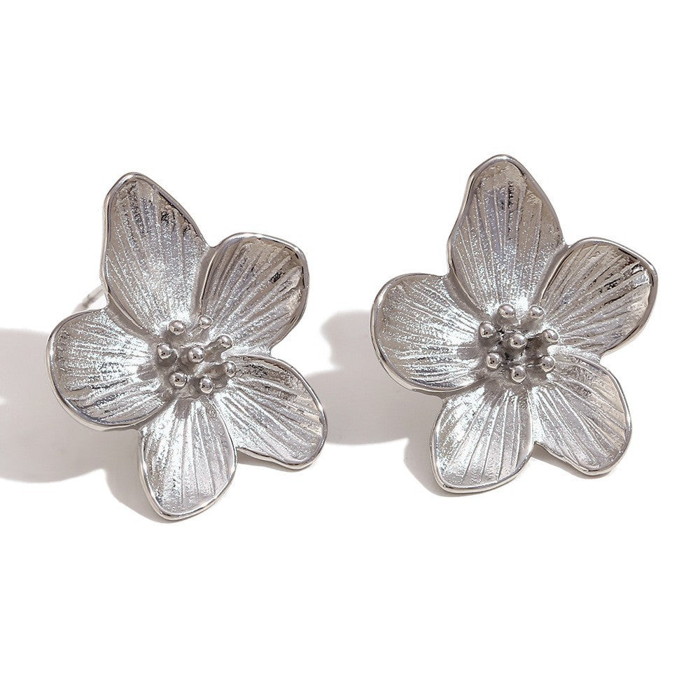 Retro Vintage Fashion Flower Stainless Steel Electroplating Rings