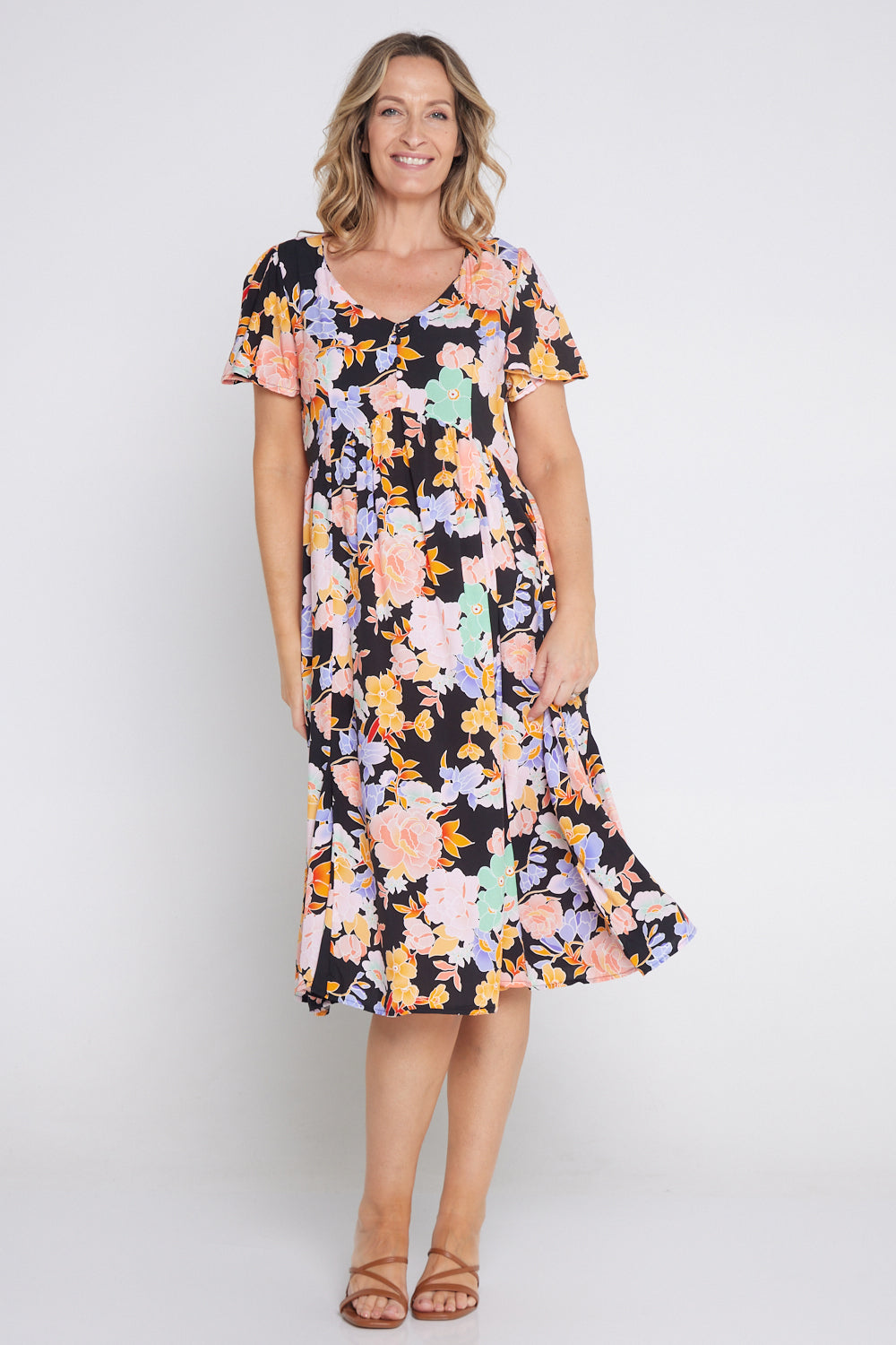 Brighton Dress - Peachy Floral