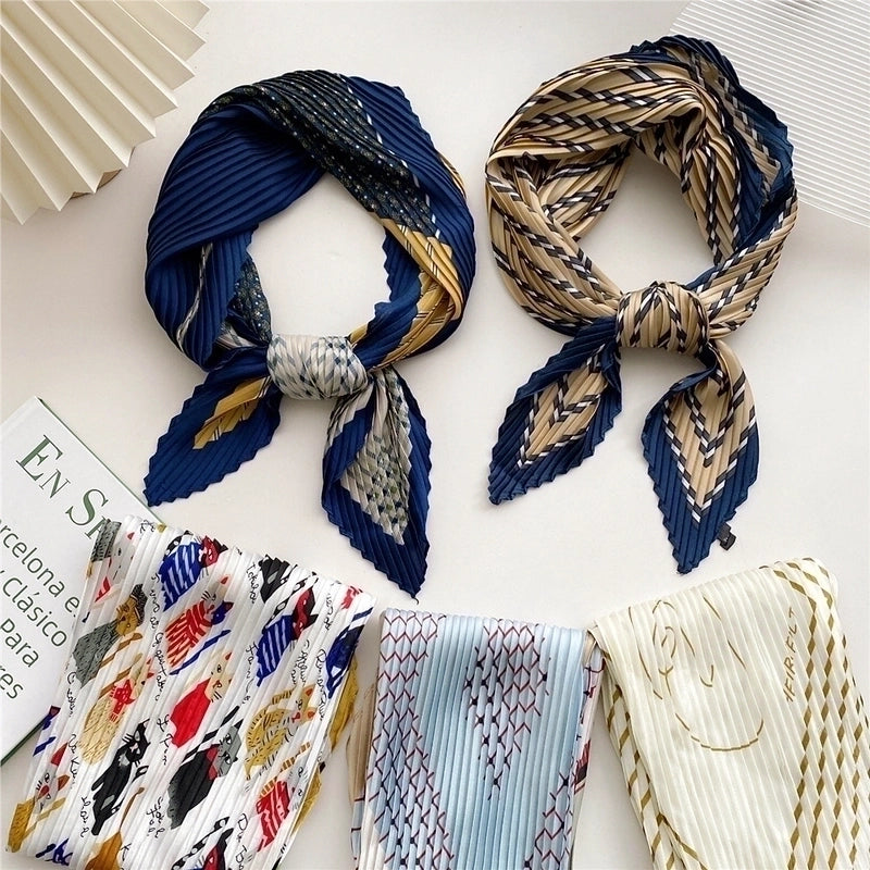 Women's Sweet Color Block Polyester Printing Silk Scarf