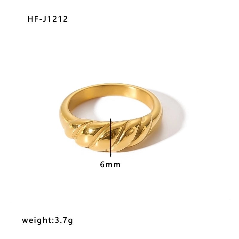 Stainless Steel 18K Gold Plated Minimalist Plating Heart Shape Crown Bow Knot Rings