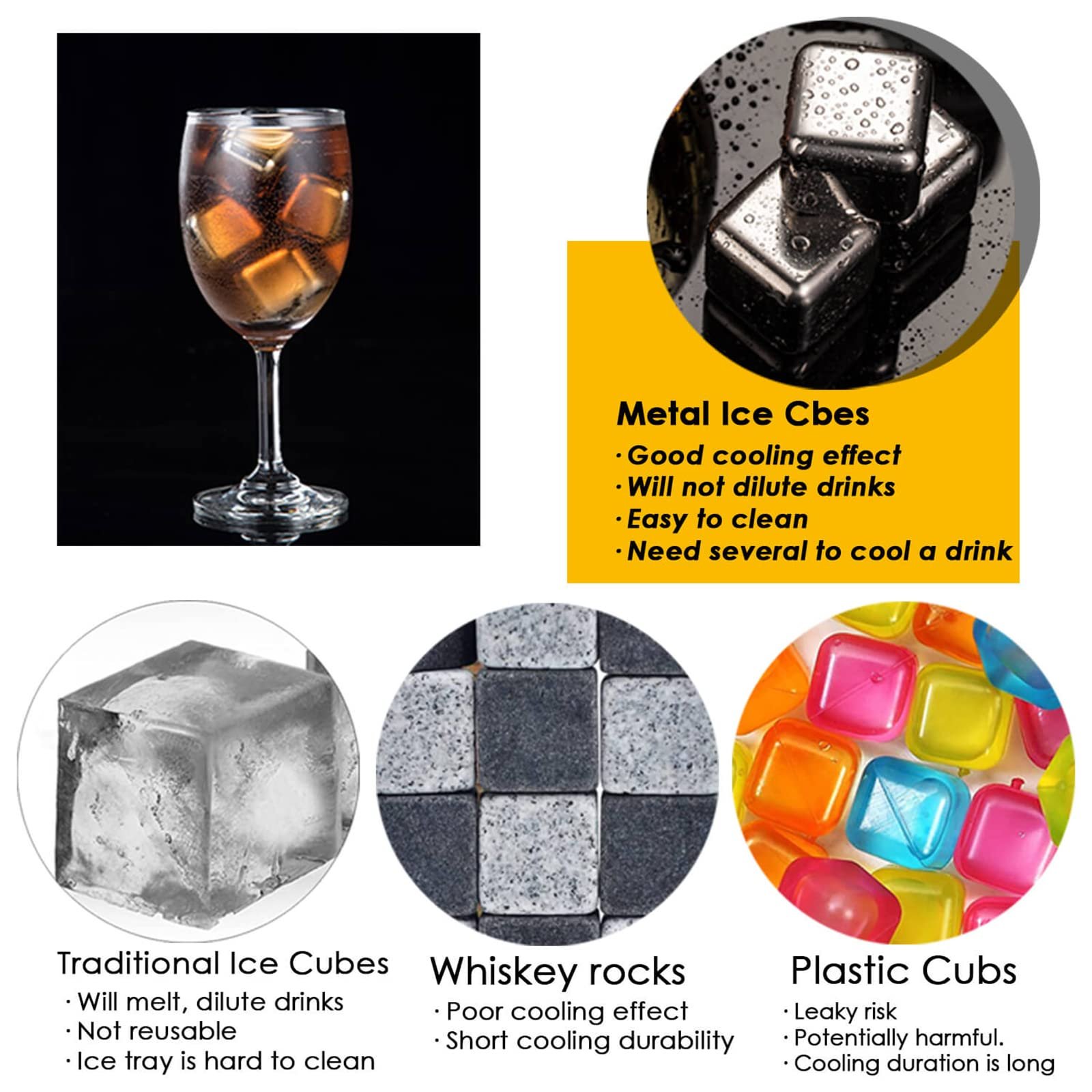 Reusable Square-Shaped Stainless Steel Ice Cubes (6PCS/Set)