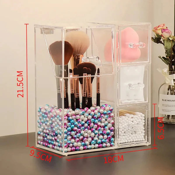 Acrylic Makeup Brush Organizer With Drawers