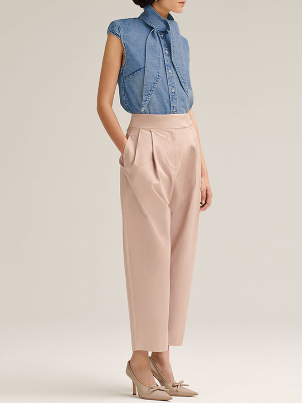 Loose Short Sleeves Split-Joint Round-Neck Blouses&Shirts Tops