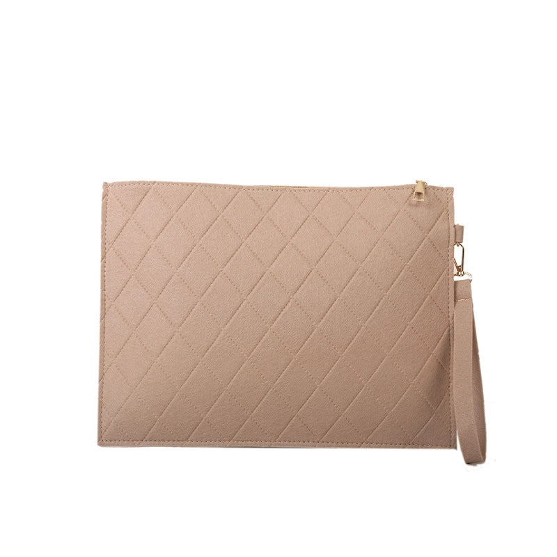 Women's Medium Felt Solid Color Basic Classic Style Square Zipper Envelope Bag