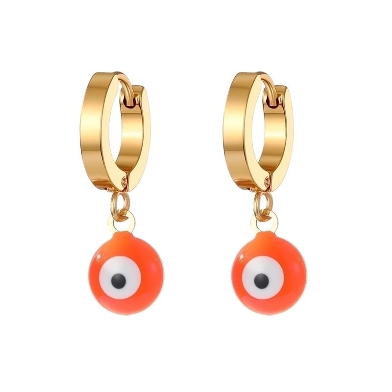 1 Pair Sweet Minimalist Eye Enamel 201 Stainless Steel Resin Dangling Earrings