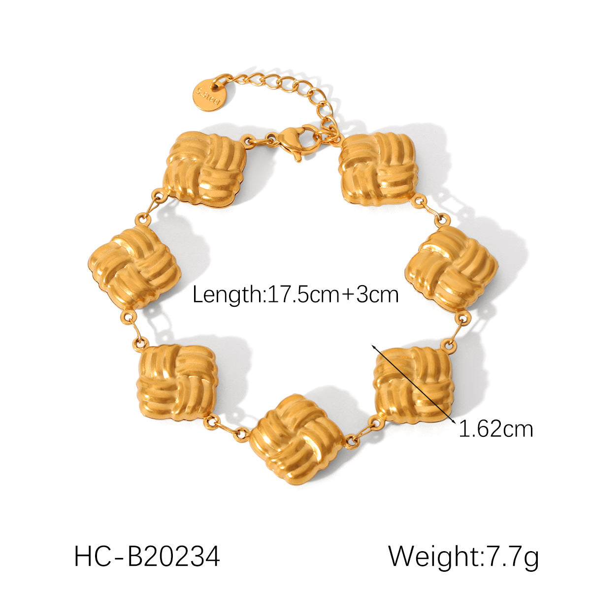 Ins Stainless Steel Bracelet Square Butterfly Shell Water Drop Zircon Flower Pig Nose Buckle 18K Gold Titanium Steel Jewelry