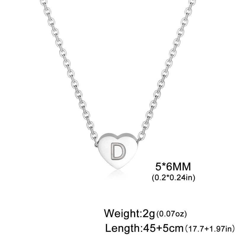 Stainless Steel Titanium Steel Minimalist Letter Heart Shape Plating Pendant Necklace