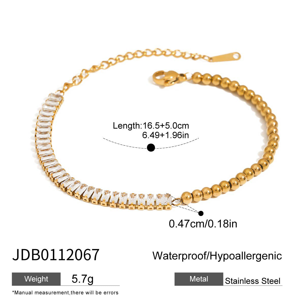 Stainless Steel Zircon Bracelet Stacking Jewelry Titanium Steel Women