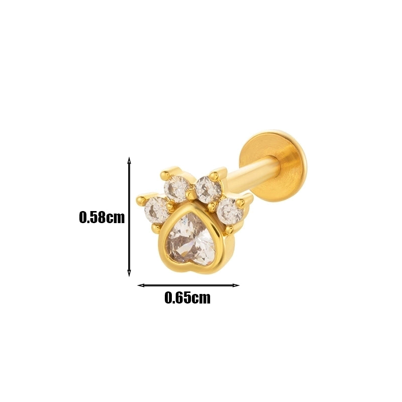 1 Piece Lip Rings Minimalist Heart Shape Flower Butterfly 316L Stainless Steel  Copper Plating Inlay Zircon