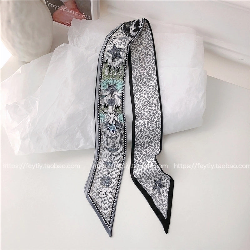 10 Pieces Women's Fashion Geometric Satin Silk Scarves