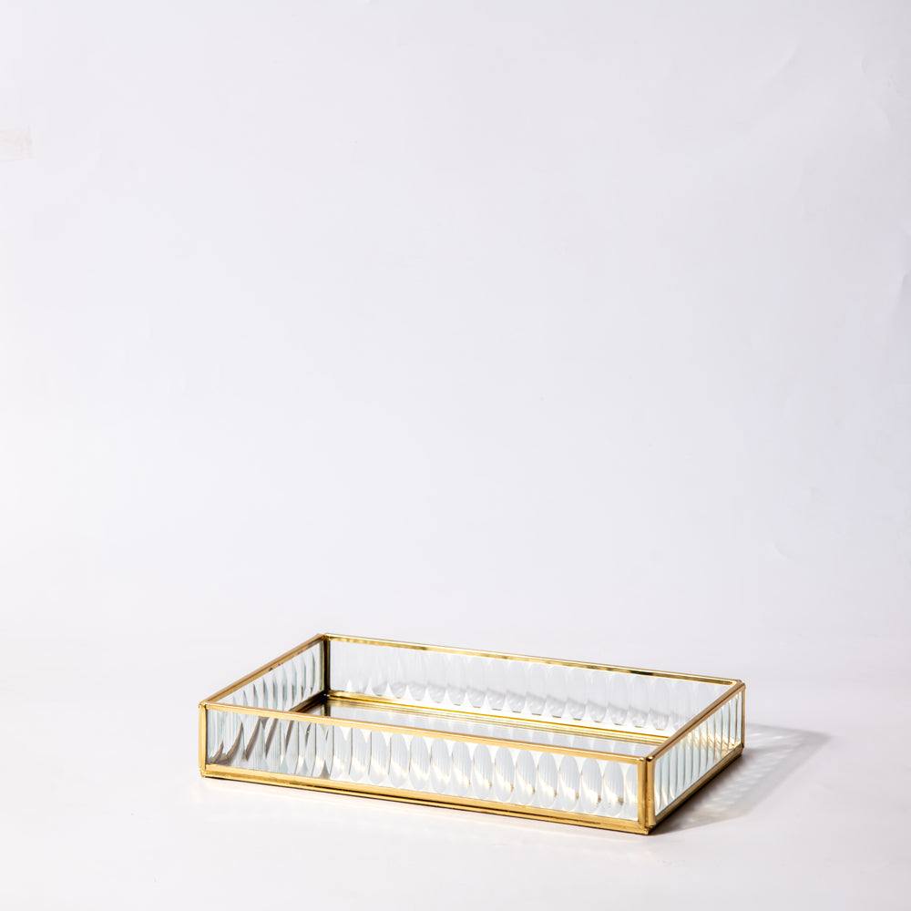 Fluted Glass Tray Medium - Gold