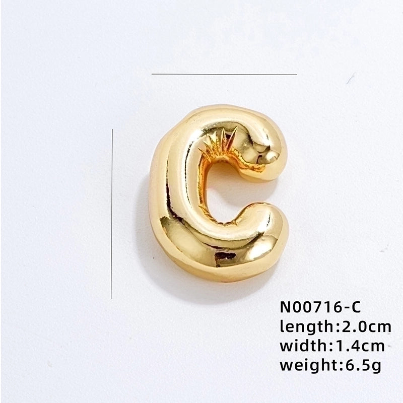 304 Stainless Steel Copper Gold Plated IG Style Minimalist Polishing Plating Letter Charms