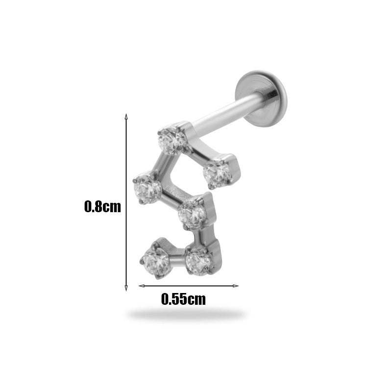 1 Piece Ear Cartilage Rings & Studs Minimalist  Flower Butterfly Pure Titanium Plating Inlay Zircon