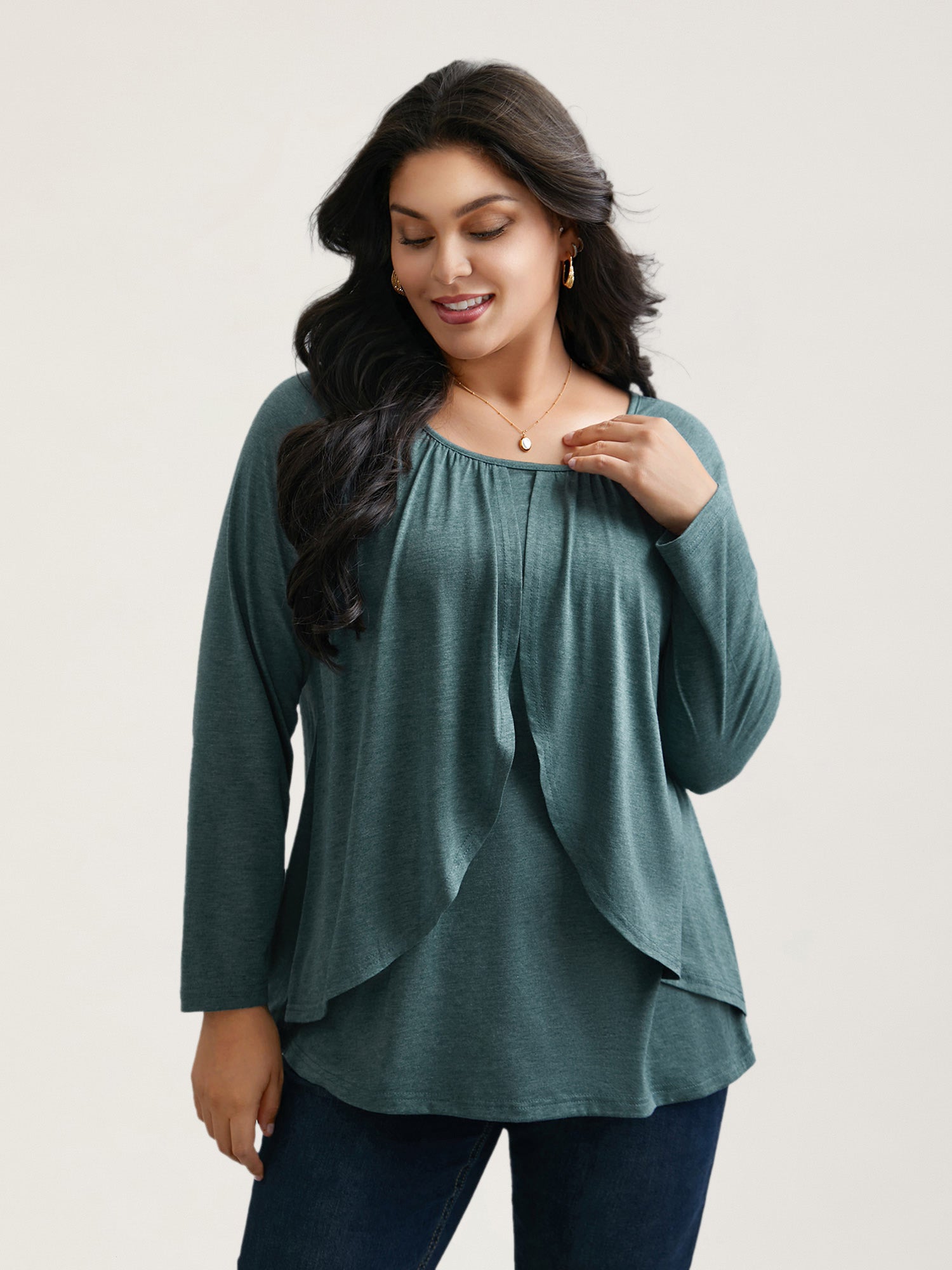 2-In-1 Gathered Ruffle Trim T-Shirt