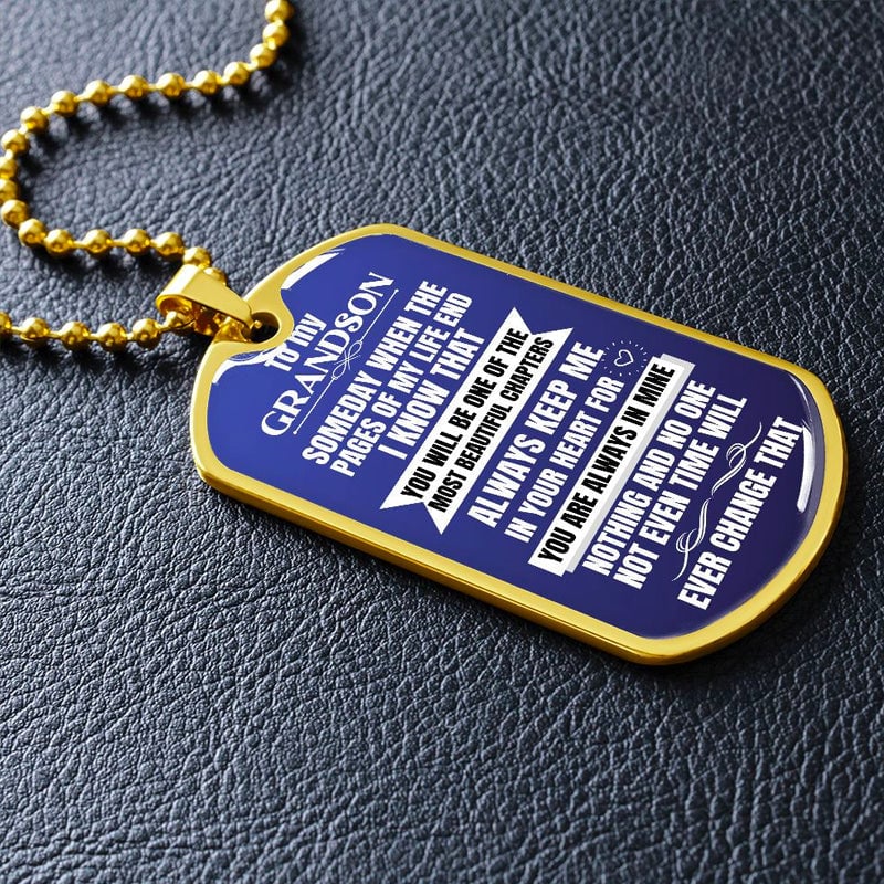 To My Grandson Keychain Necklace