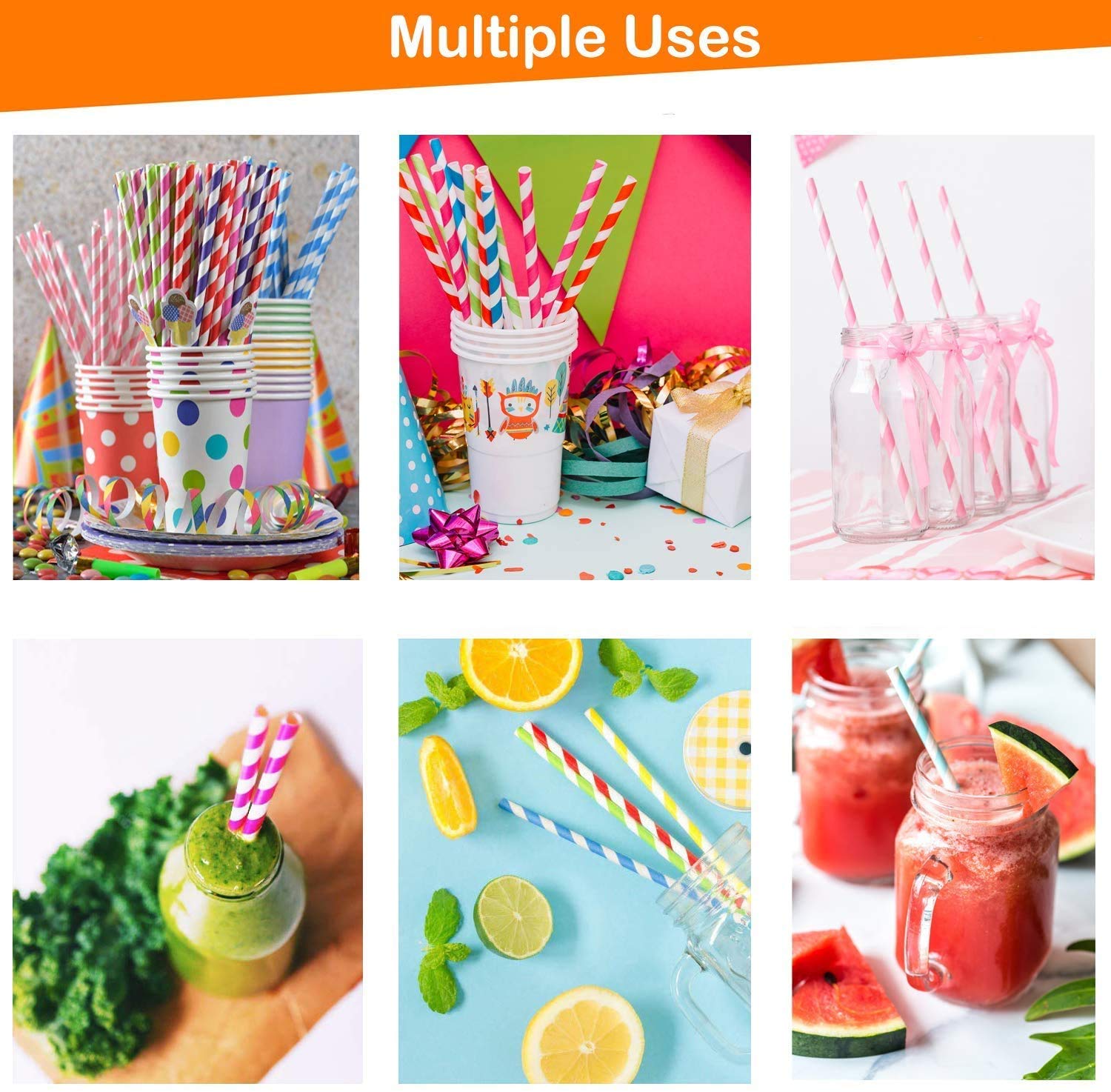 Home Paper Straws Durable & Eco-Friendly Colorful - Drinking Straws & Party Decoration Supplies. Adorable Solid Color Food Grade Paper Straws for Birthday. Wedding. Baby Shower Celebration (25 Pcs Set)