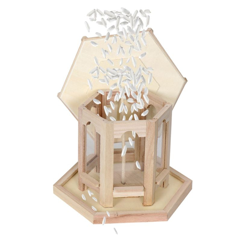 1000ml Hanging Feed Dispenser In Wooden For Birds