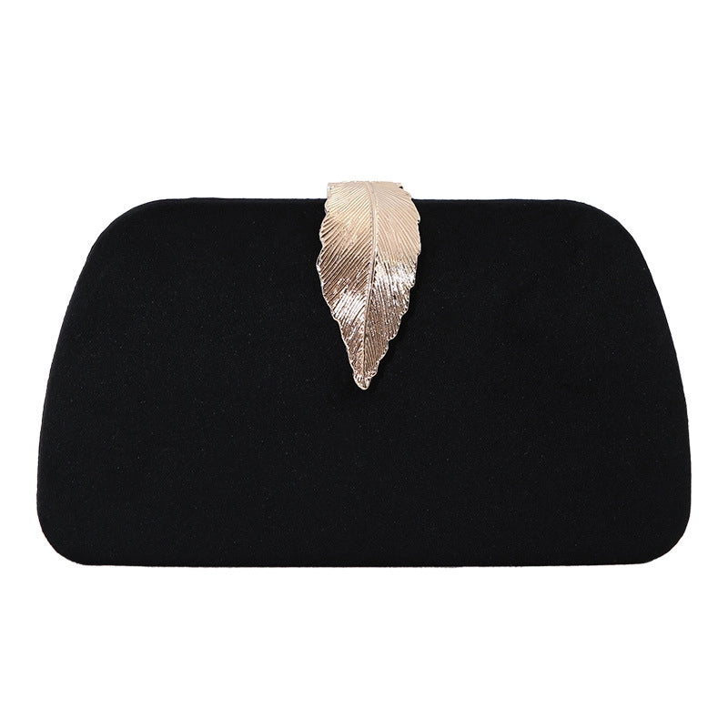 New Fashion Elegant Evening Bag Velvet Metal Leaf Dress With Banquet Clutch Small Square Bag For Women