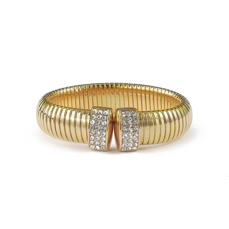 Minimalist Solid Color 304 Stainless Steel Rhinestones Bangle In Bulk