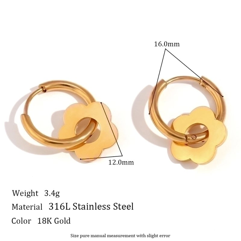 1 Pair Sweet Minimalist Classic Style Flower Plating 304 Stainless Steel 18K Gold Plated Drop Earrings