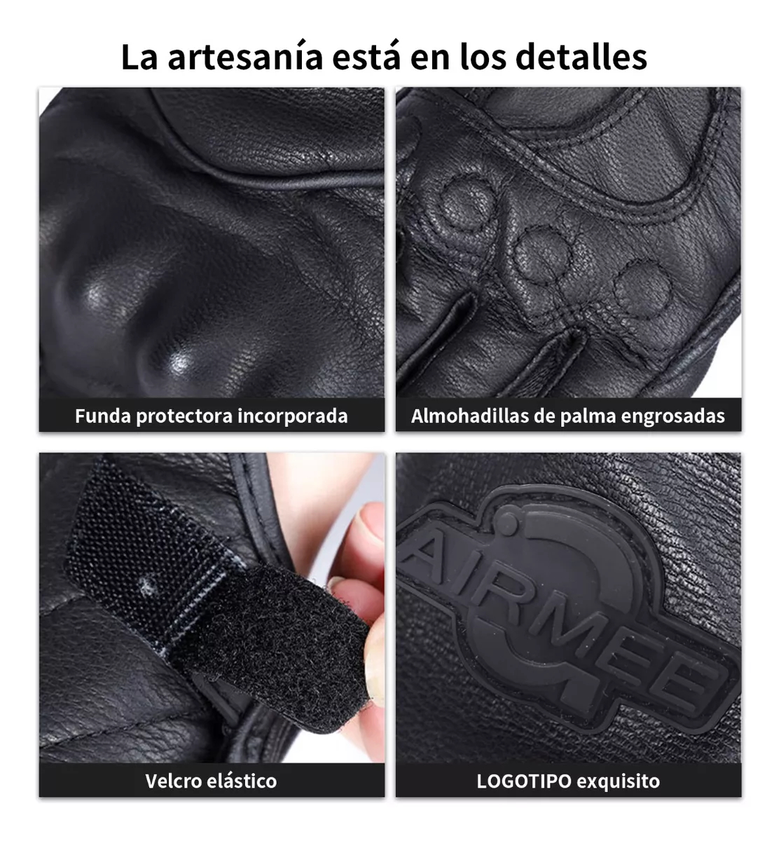 Guantes De Moto 100% Piel De Cabra Para Pantallas Táctiles