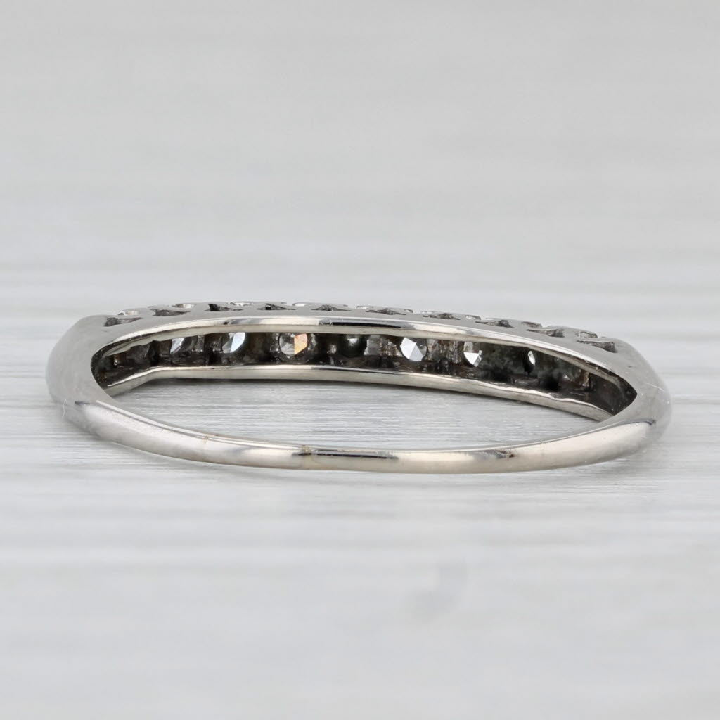 Vintage 0.13ctw Diamond Stackable Ring 10k White Gold Wedding Band