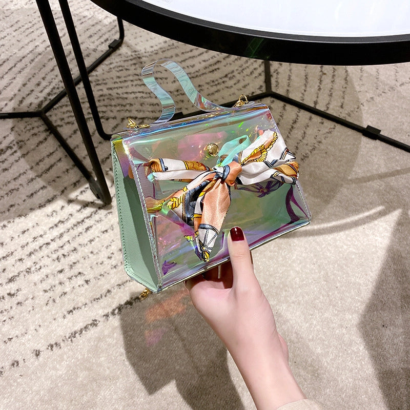 Women's Pvc Bow Knot Streetwear Square Flip Cover Square Bag