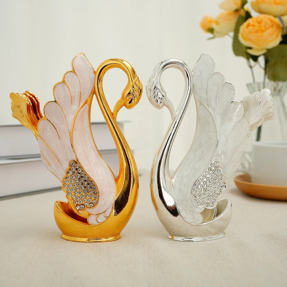 6 PIECES SWAN DESSERT SPOON SET