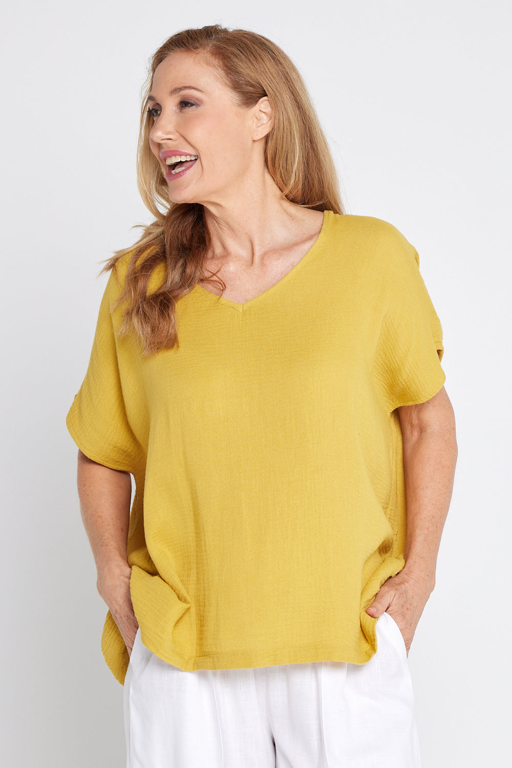 Fiji Cotton Muslin Top - Chartreuse