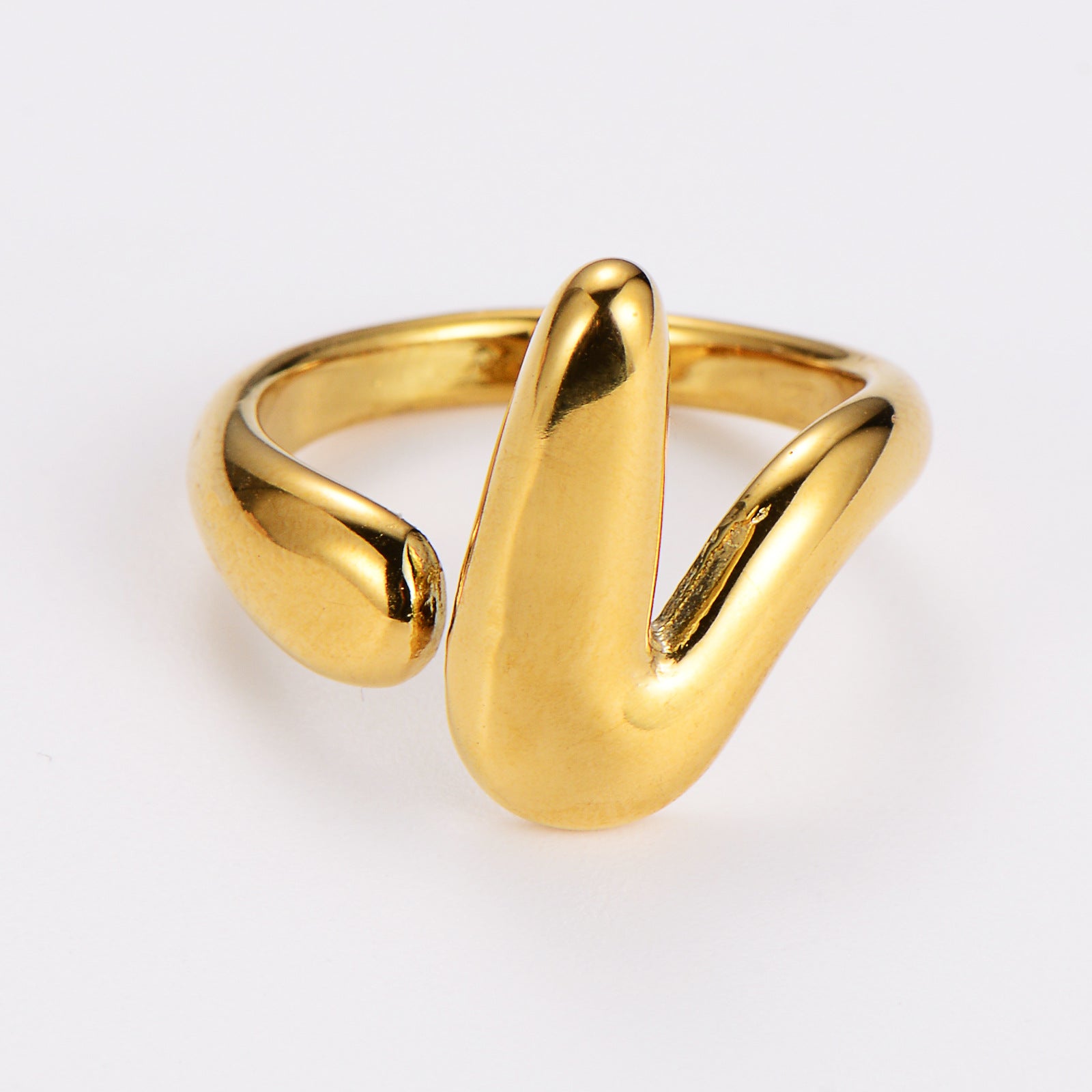 Aml Stainless Steel Fashion Popular V-Shaped Open Ring Female Fashion Versatile Ring