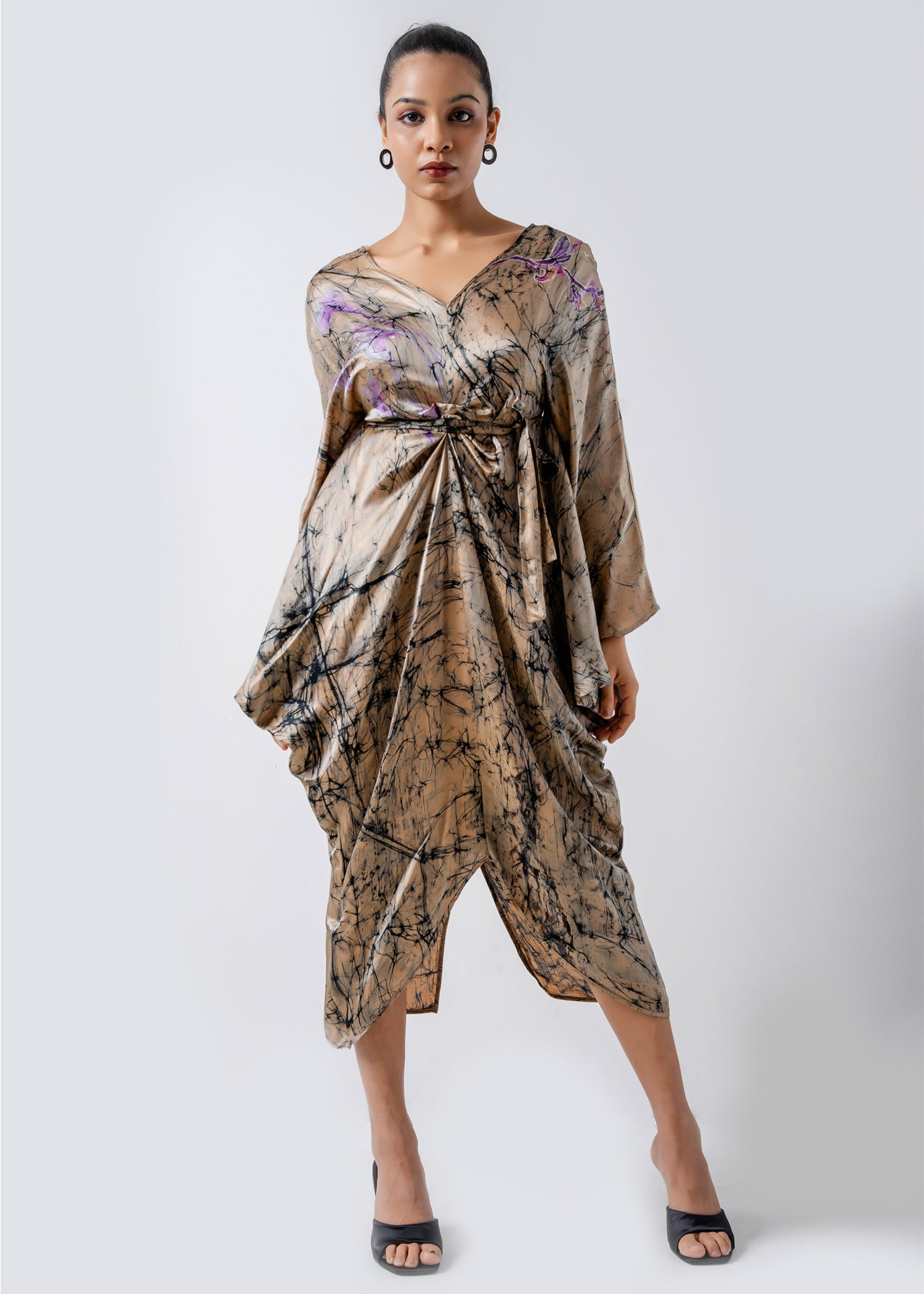 Batik Floral Draped Kaftan