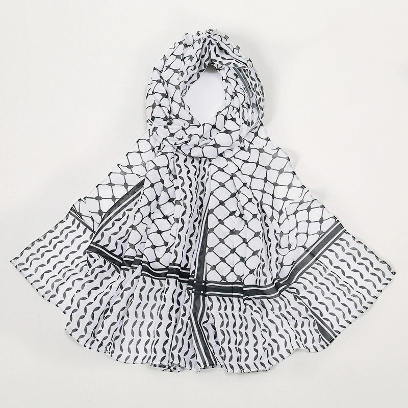 Women's Vintage Style Plaid Chiffon Kerchief