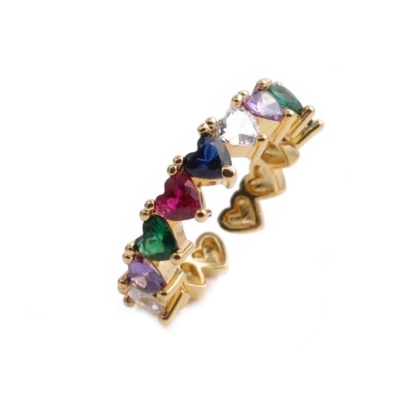 Fashion Heart-shaped Copper Inlaid Zircon Ring