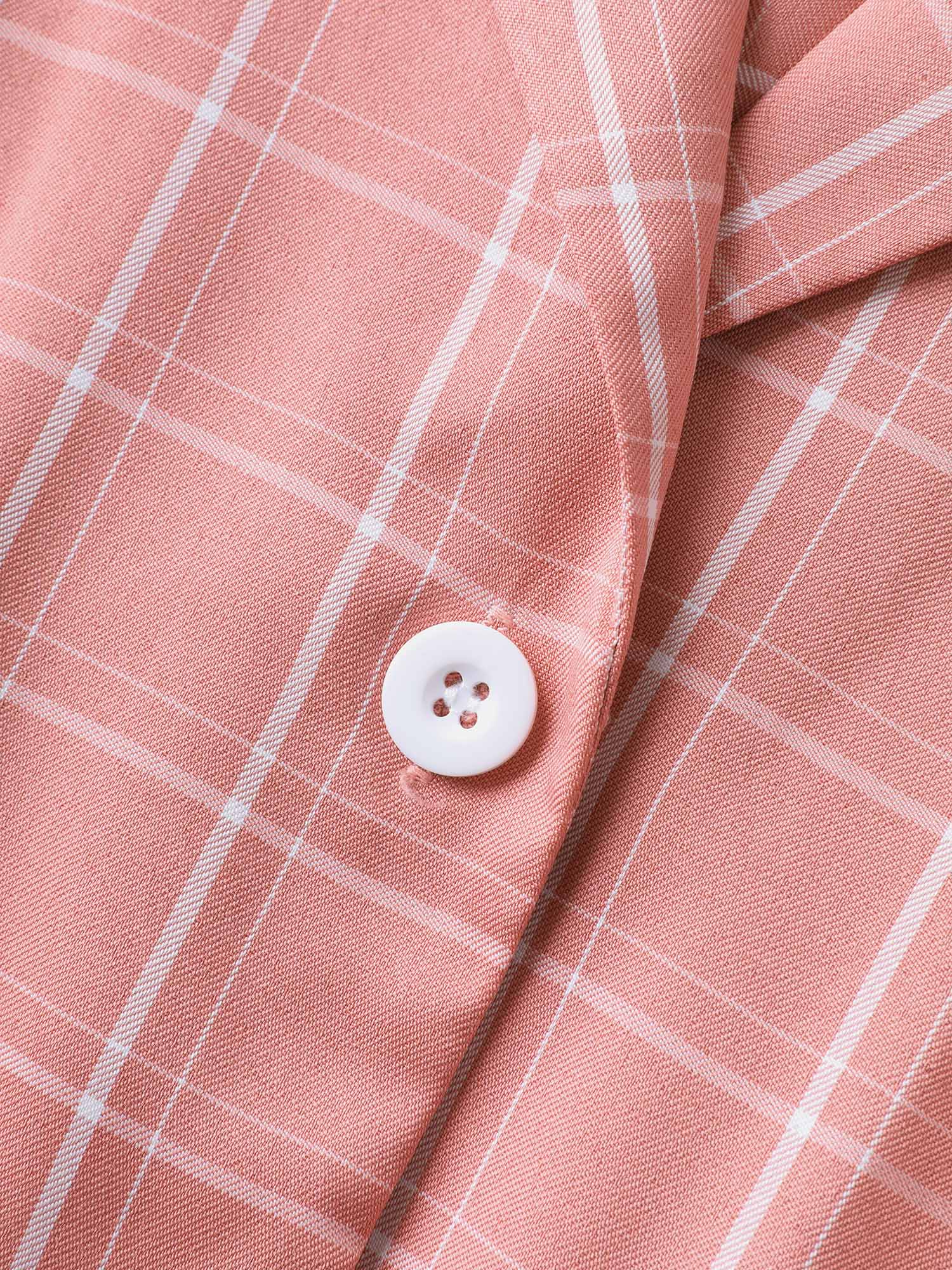 Plaid Belted Pockets Shirt Dress