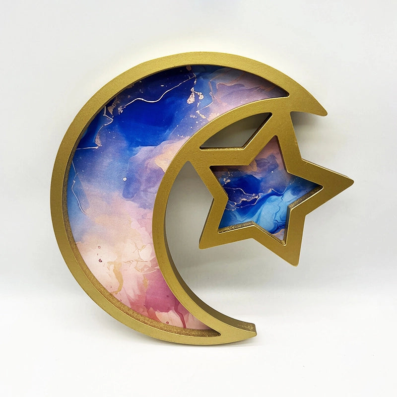 Minimalist Star Moon Wood 1 Piece Ornaments