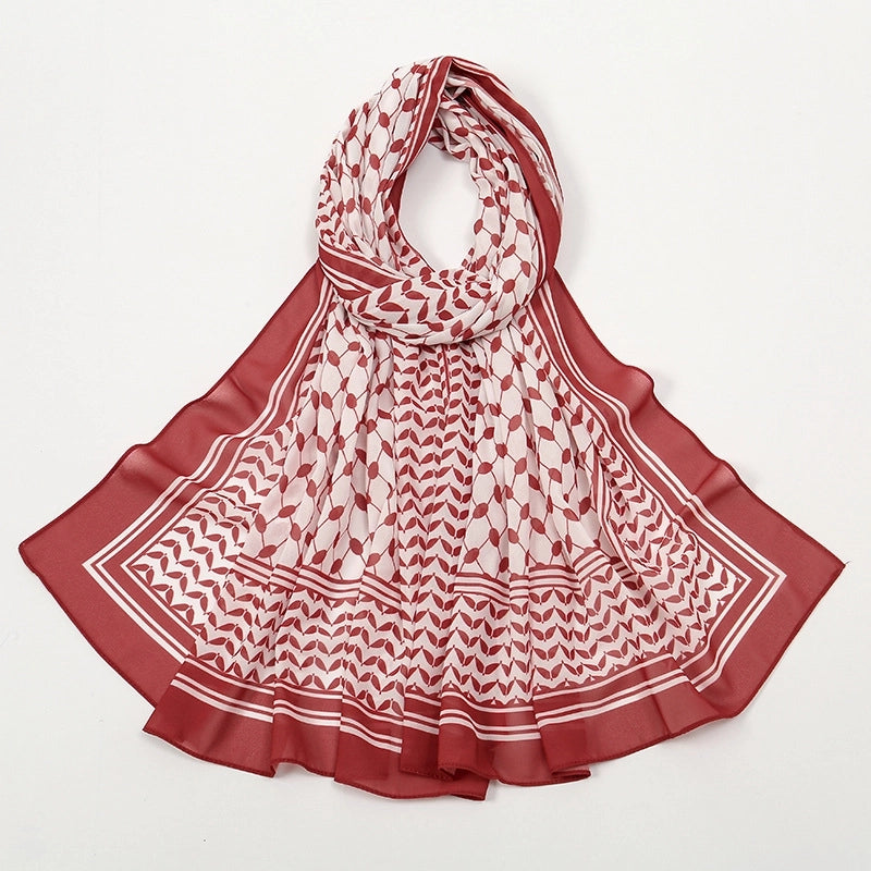 Women's Retro Lattice Chiffon Kerchief