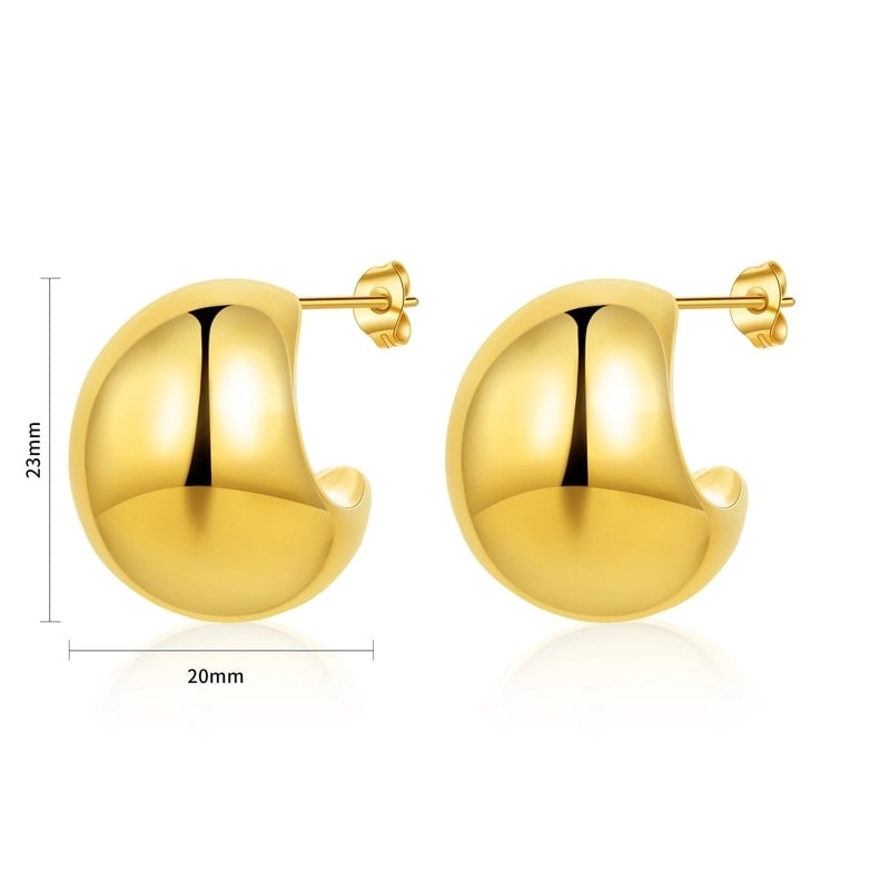 1 Pair Minimalist C Shape Polishing Stainless Steel Ear Studs