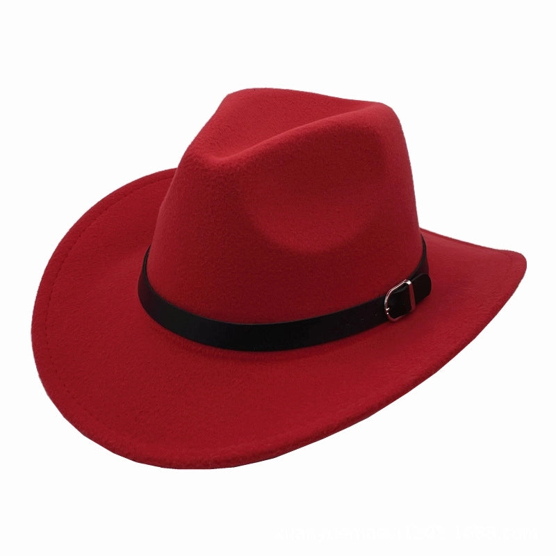 Felt Top Hat Curved Edge Classic Belt Buckle Panama Hat Gentleman Hat Sun Protection Sun Hat One-piece Delivery