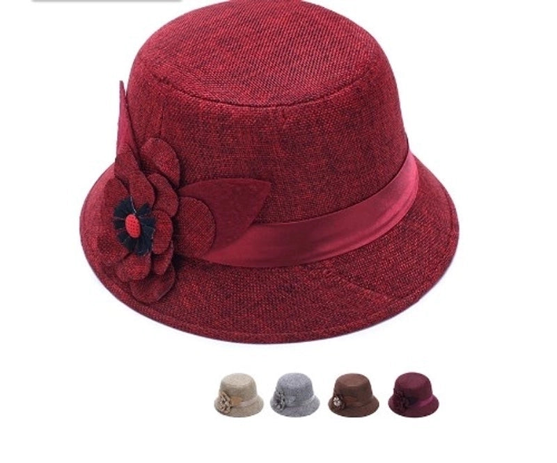 Women's Casual Elegant Retro Flower Wide Eaves Fedora Hat