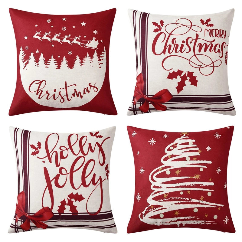 Christmas Casual Glam Christmas Tree Cotton And Linen Pillow Cases Couch & Sofa Decor