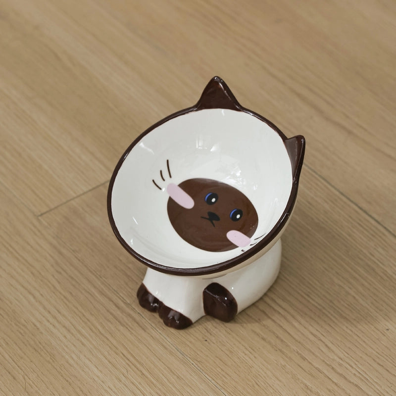 Cat Bowl Ceramic Protection Cervical Spine Drinking Bowl Pet Supplies Cute Slant Anti-overturning Dog Rice Bowl Cat Food Basin