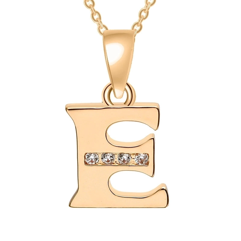 Minimalist Letter Copper Plating Inlay Zircon Pendant Necklace