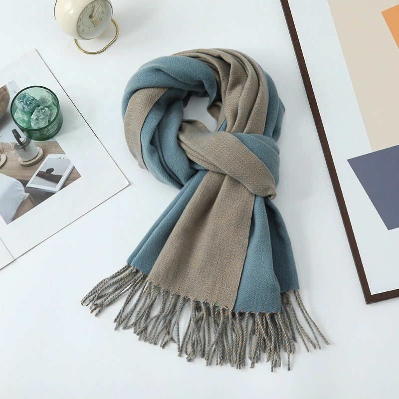 Cashmere Scarf Women's Winter Hot Imitation Cashmere Scarf Men's Shawl  Thickened Double-sided Wool Scarf